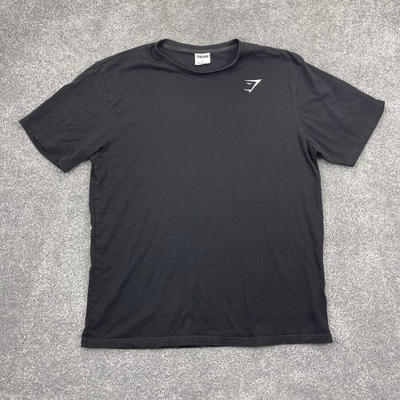 #ad Gymshark Shirt Mens Large Black Short Sleeve Training Shark Logo Activewear Gym $19.99