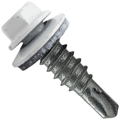 #14 x 7/8'' Metal to Metal Type #1 BRITE WHITE 5/16'' Hex Head -Drill Point - S...