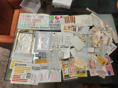 Train, Car and Diaroma Decals and stickers galore, what a mess help TAKE THEM