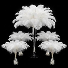 100 Pcs White Ostrich Feathers 8-16'' Bulk for Wedding Decor, Floral Arrangement