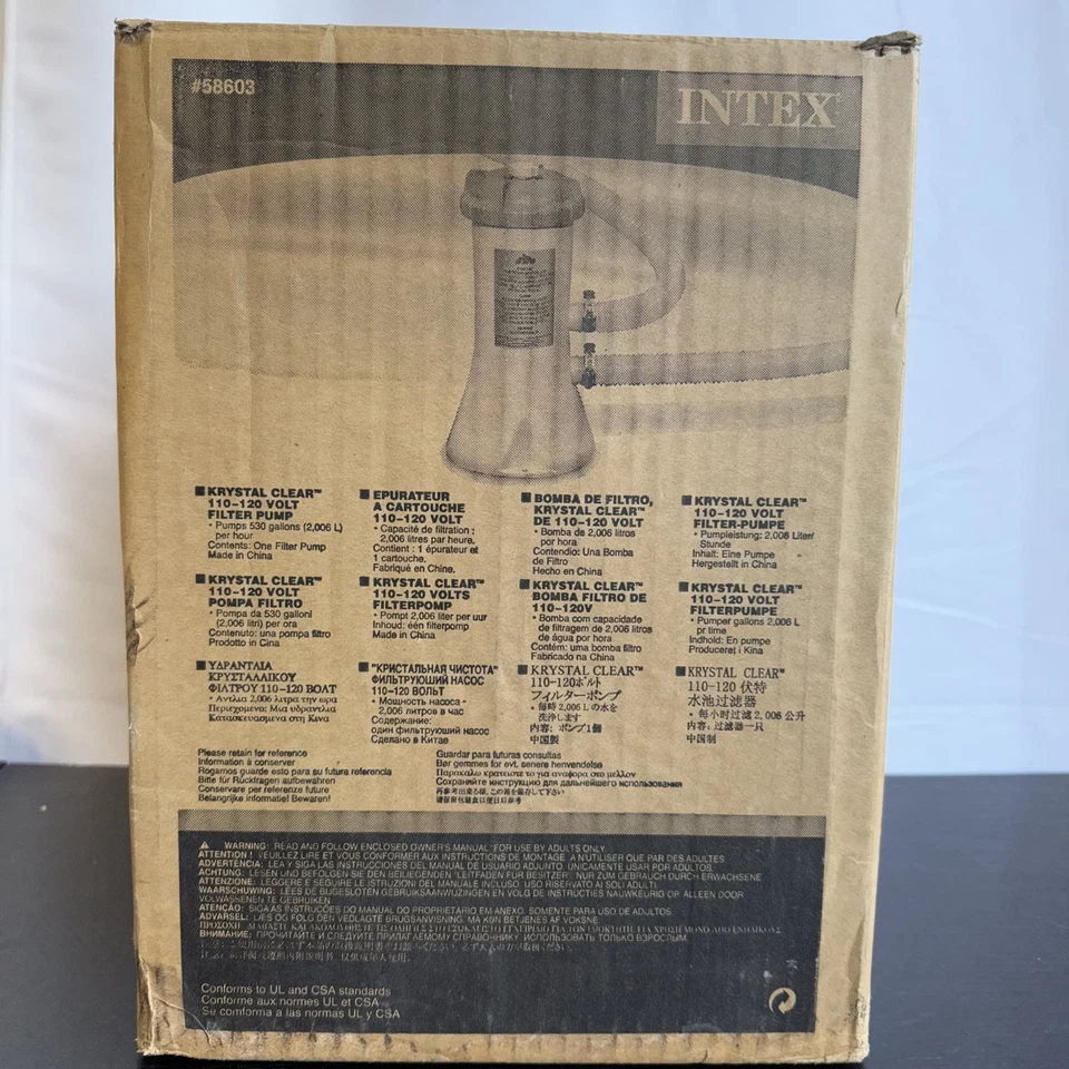 Intex Krystal Clear Model Filter-Pump #58603 Pumps 530 Gallons Per Hour Open Box - Image 3 of 4