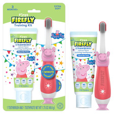 First Peppa Pig Training Kit, Light up Toothbrush with Extra Soft Bristles and