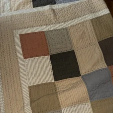 THE COMPANY STORE Patchwork Striped Reversible Quilt & 2 Oversized Shams ❤️