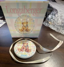 Longaberger 2000 Baby Tie-On USA Ceramic Teddy Bear Alphabet New - Free Shipping