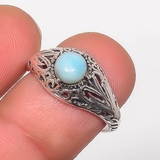 Natural Larimar - Domonican Republic 925 Sterling Silver Boho Ring s.7.5 R647-18