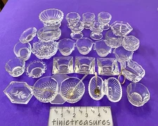 antique vintage salt cellar lot of 27 Clear glass Mini variety