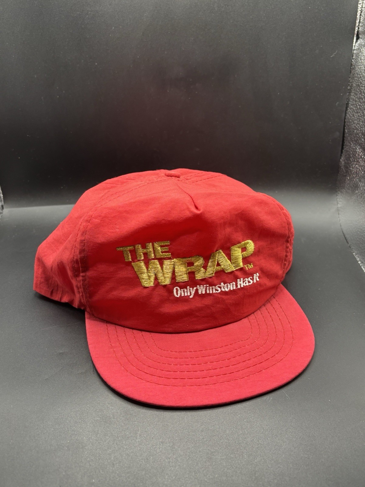 Vintage Snapback 100% Nylon hat Winston cigarettes the wrap embroidered red 90s