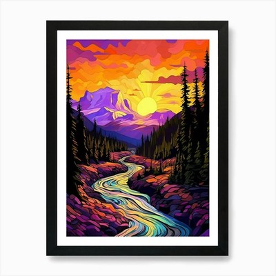 Mount Rainier Nationalpark Retro P gerahmtes Wandbild Poster Leinwanddruck Bild