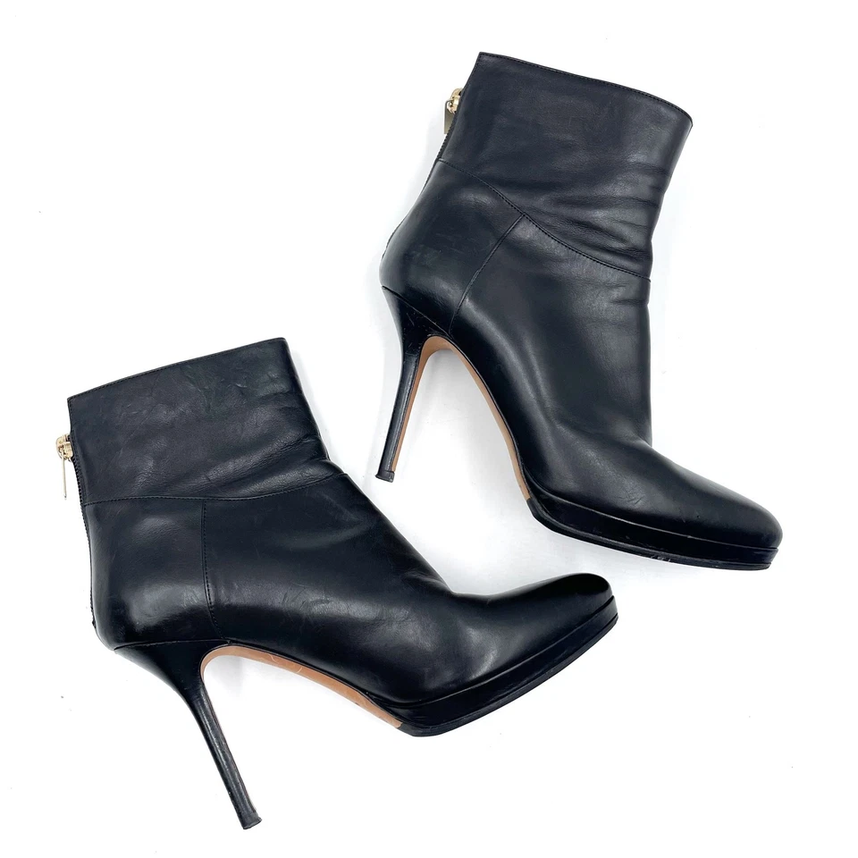 Jimmy Choo Botines Cuero Negro Tacones de Aguja Botas Talla 37.5 / 7.5 Foto 3 de 4