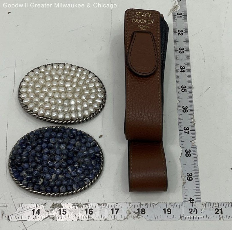 Stacy Bradley Design Brown Black Oval Beaded Belt With Two Interchangeable