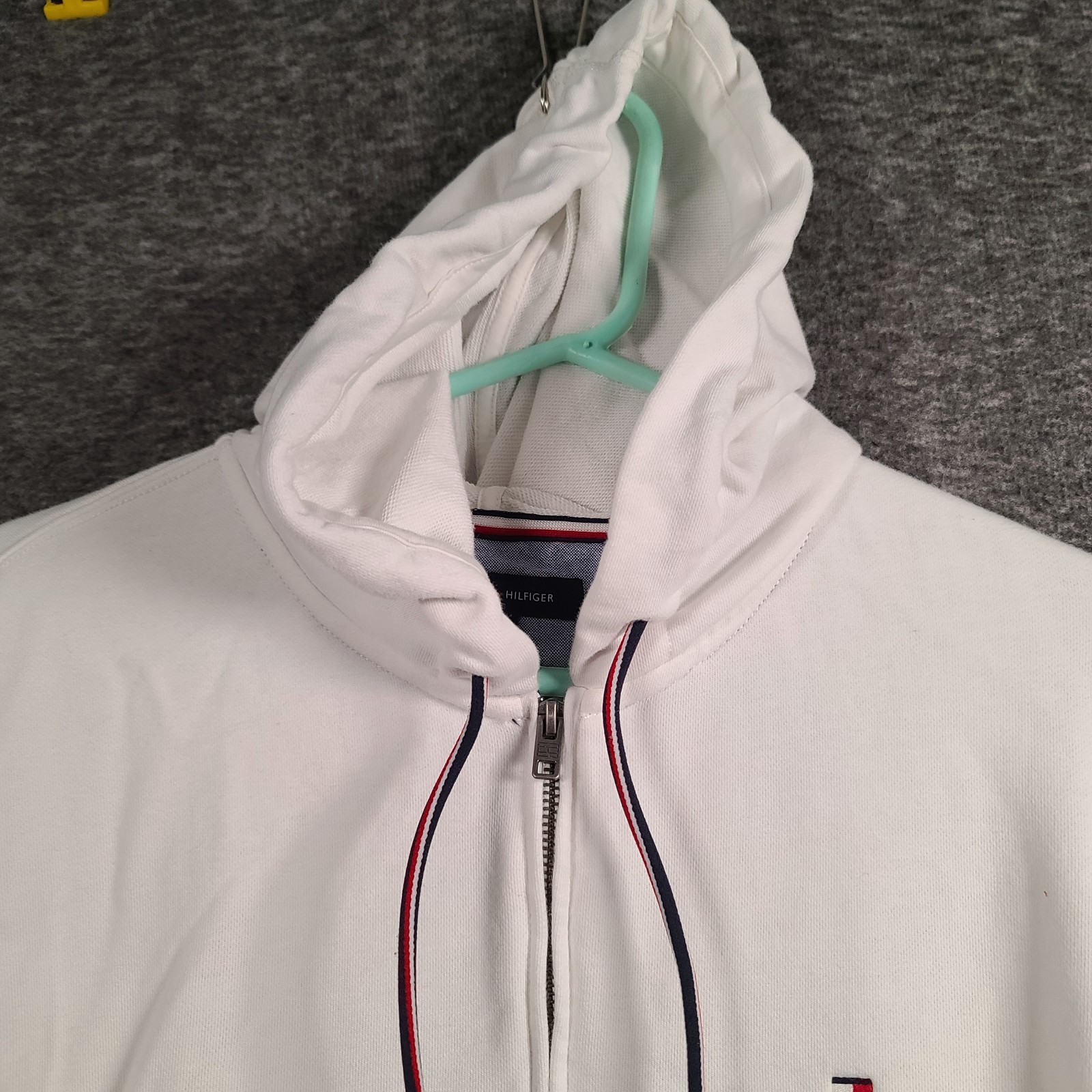 Tommy Hilfiger Essential Classic White Full Zip Fleece Sweatshirt Jacket Size L image 5