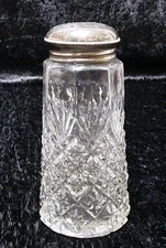 Antike Pressglas Puderzuckerstreuer - Metall Streuer-Aufsatz - H.12 cm.