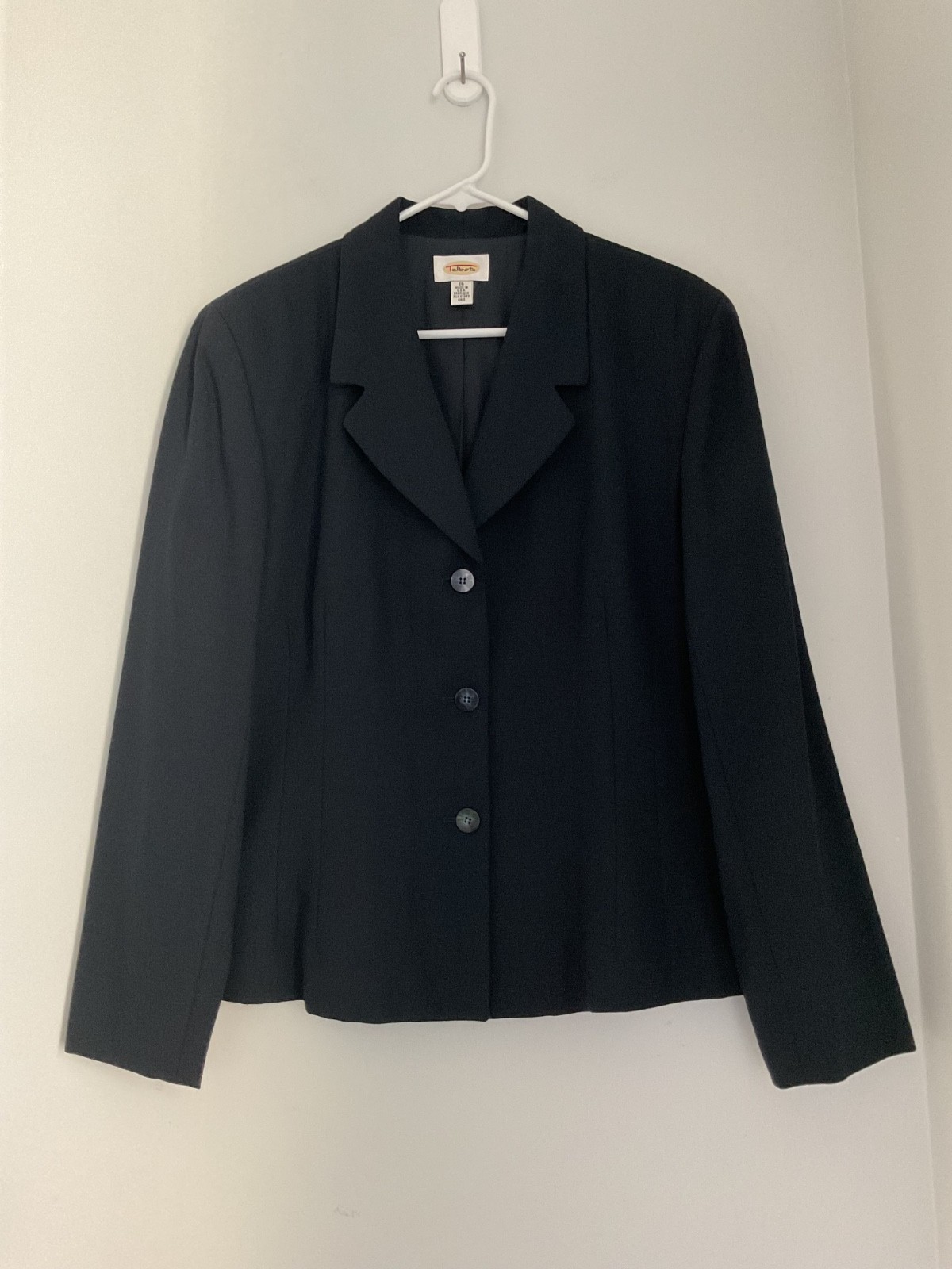 Talbots VTG Wool 100% Three Button Blazer Jacket Navy Blue Women's Size 16