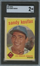Sandy Koufax 1959 Topps Baseball Card Los Angeles Dodgers #163 SGC 2