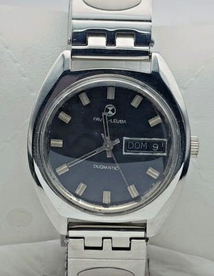 Favre-Leuba Duomatic Vintage Automatic Watch Day-Date Black Dial