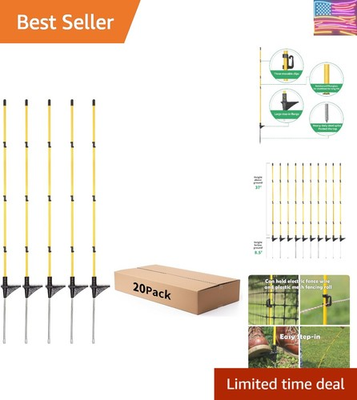 #ad 20PCS Heavy Duty 46 Inch Fiberglass Fence Posts with Metal Spikes for Garden Use $86.79