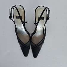 Stuart Weitzman Black Mesh Slingback Heels Size 8 AA Pointed Toe Strappy Overlay