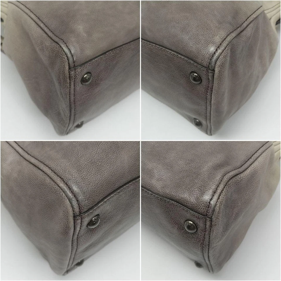 Bolso de mano bidireccional con logotipo de PRADA Bolso de hombro Cuero degradado Blanco Gris con bolsa antipolvo Foto 4 de 4