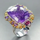 Gemstone 34 ct Natural Amethyst Ring 925 Sterling Silver Size 8 /R464873
