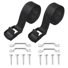 2 Sets 1"x 48"(4 ft) Battery Tie Down Strap kit with Stainless 2 sets, black 