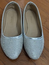 Silver, embellished sparkles ballet flats. US Size 6