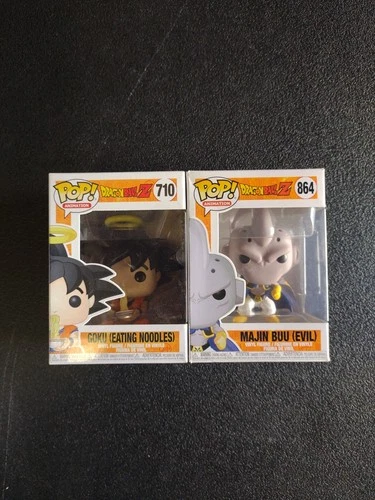 Funko Pop! Dragon Ball Z #710 Goku (Eating Noodles) And Majin Buu Evil.
