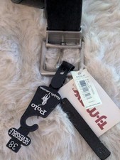 NWT Polo Ralph Lauren Reversible Black/Brown Leather Belt Sliver Buckle Size 38
