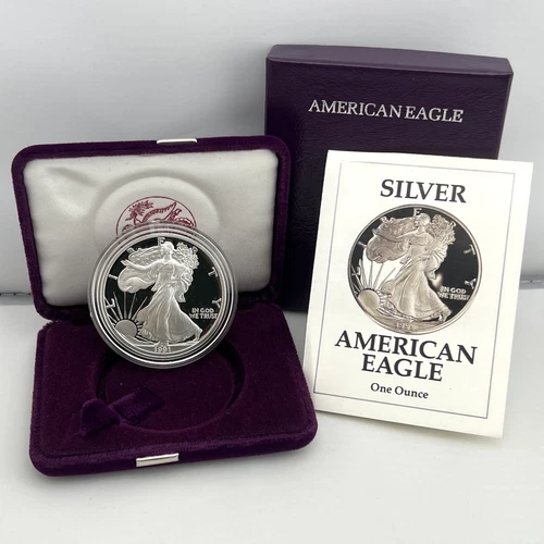 1991-S American Silver Eagle 1 oz Fine Bullion Proof Coin Set ~ Box and COA