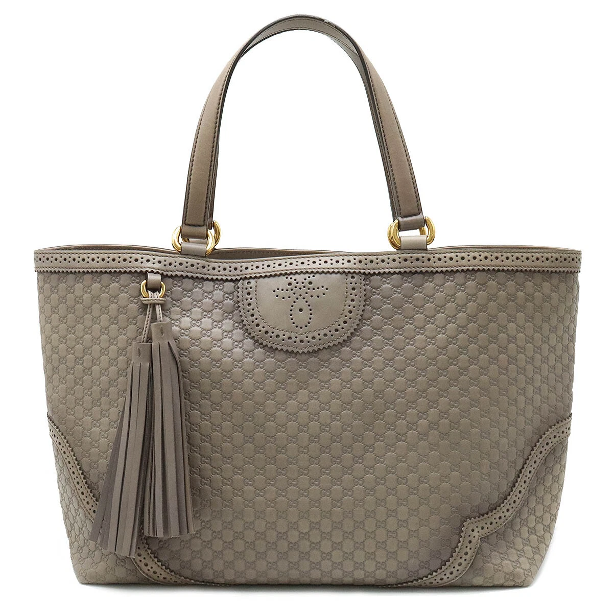 Sac fourre tout GUCCI Microsima à pompons finition ancienne cuir gris or #12371019