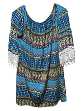 Win Win Turquoise, Yellow, Pink Women's 1/2 sleeve tunic - LG-XL