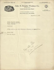 OLD VINTAGE JAKE E. REGEHR PRODUCE CO. OKLAHOMA CITY 1929 LETTER LETTERHEAD