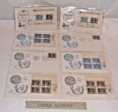Vintage 1960 UNITED NATIONS ANNIVERSARY FD Covers-Lot Of 8 W