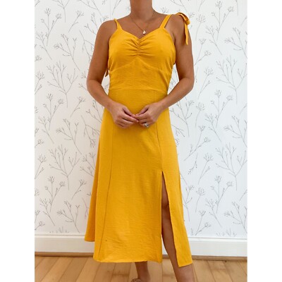 Tie-Strap Sleeveless Fit Flare Maxi Dress w/ Slit Size M - Main Image