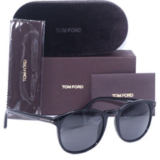 TOM FORD ANSEL TF 858-N 01A POLISHED BLACK/GREY LENS AUTHENTIC SUNGLASSES 53-20