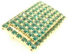 Layered Dimensional Brooch Pin Stunning Vintage Green Rhinestone Rectangle