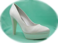 Ivory White Silk Satin High Heel Bridal Shoes 11cm Made in Italy