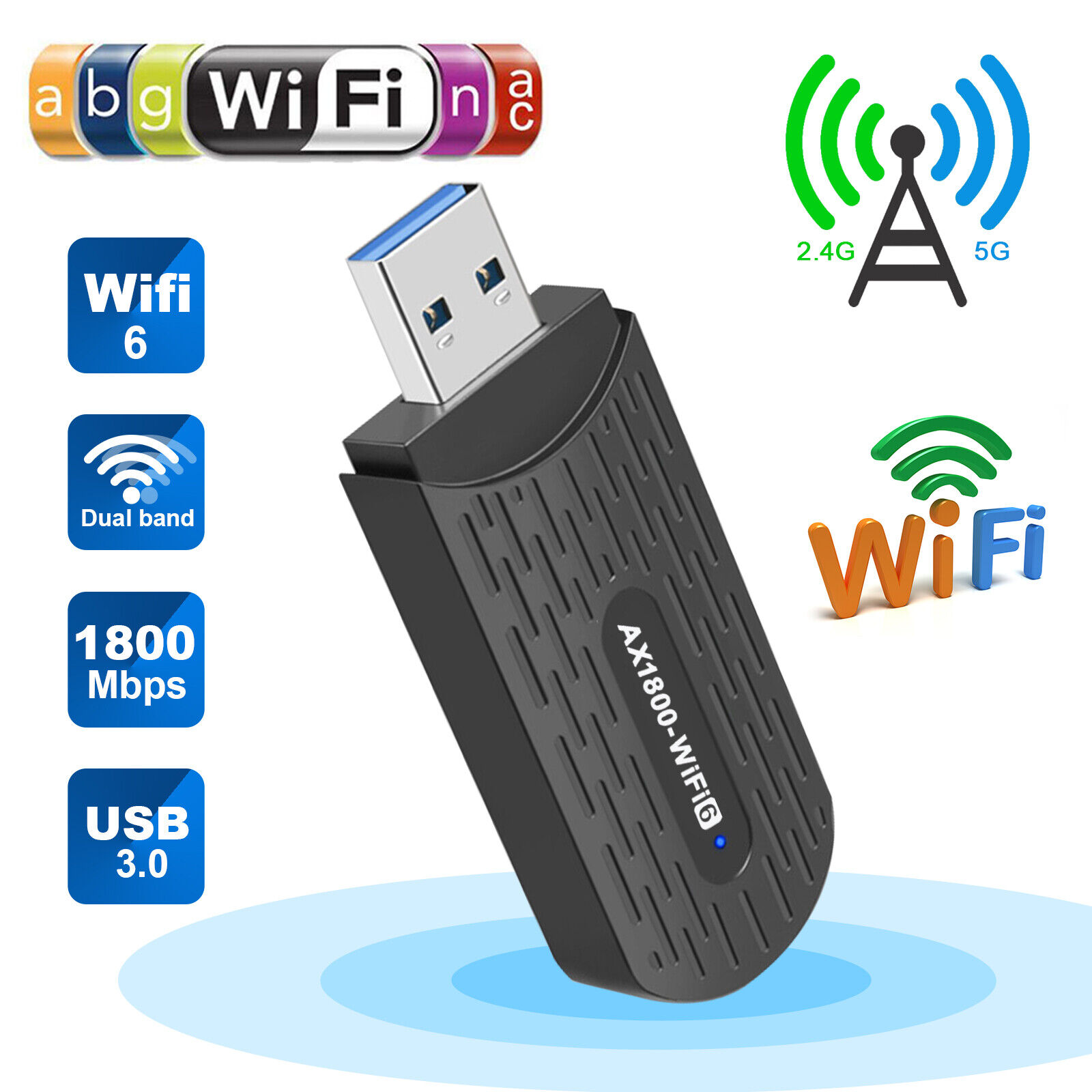 En sætning tank Knogle 1800Mbps WiFi6 Dual Band Wireless USB WiFi Adapter 5.0 GHz USB 3.0 | eBay