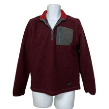 G.H. Bass & Co Explorer Men’s Burgundy 1/4 Zip Fleece Pullover Sz L E