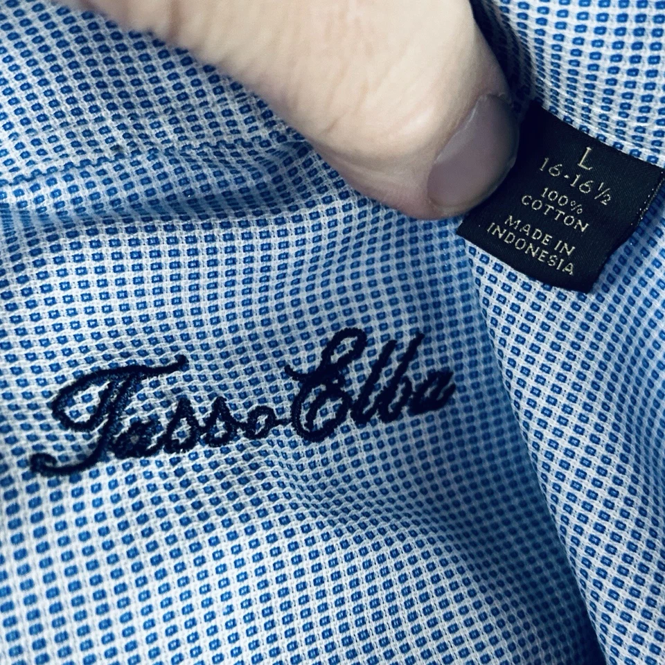 Camisa de vestir Tasso Elba 16,5 34/35 azul blanco a cuadros 100 % algodón ajuste regular Foto 3 de 4