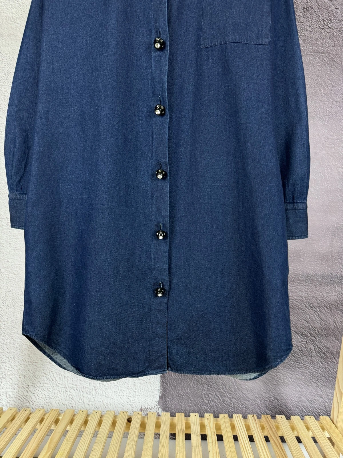 Abito tunica camicia lunga cotone blu Lanvin x Acne Studios