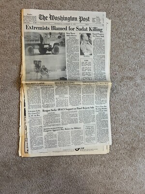 Washington Post October 8, 1981 10/8/81 Assassination of Anwar Sadat Egypt