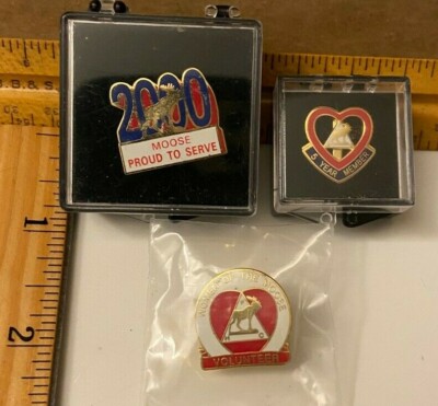 3-Vintage Moose Organization Pins