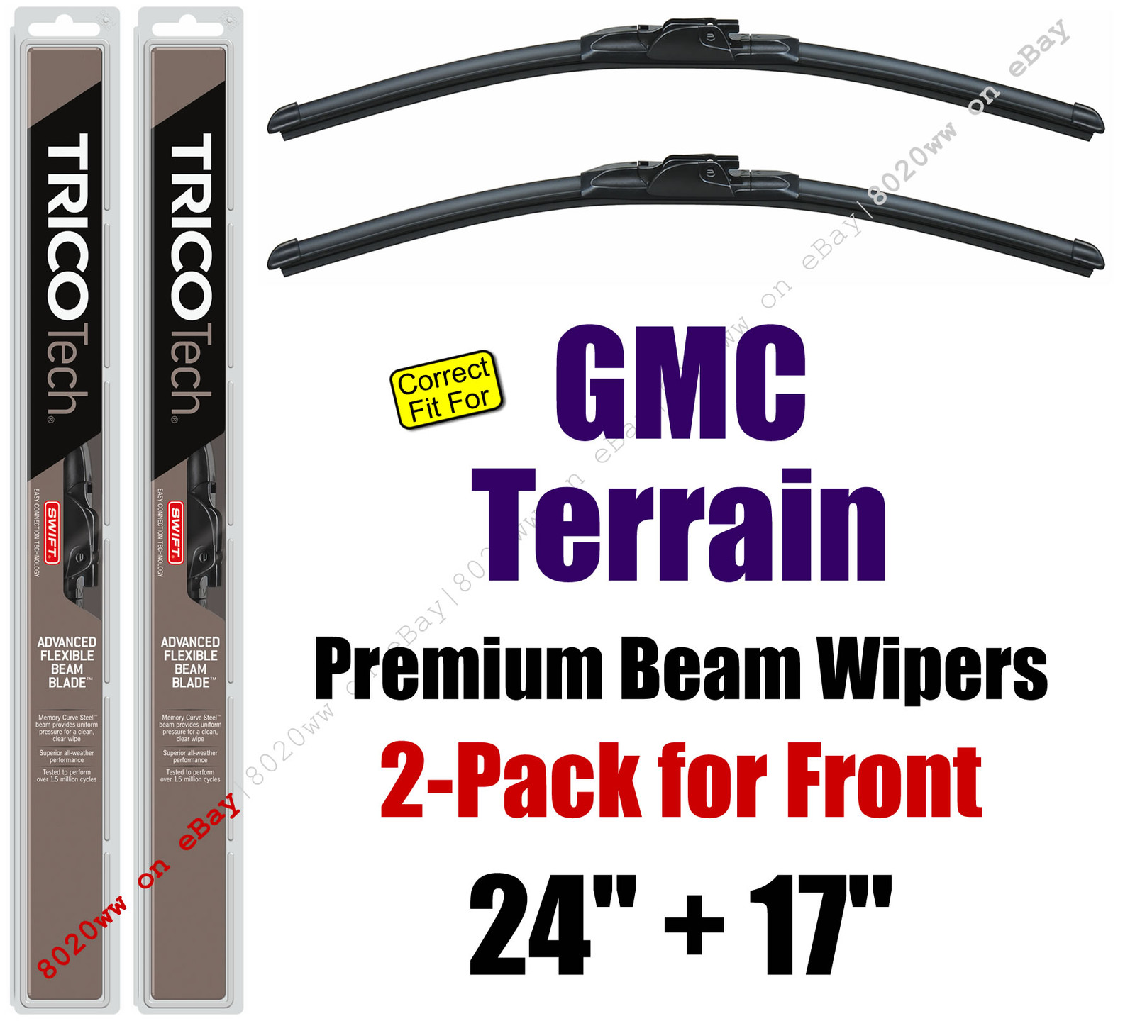 Wipers 2Pack Premium Wiper Beam Blades fit 2010+ GMC Terrain 19240/