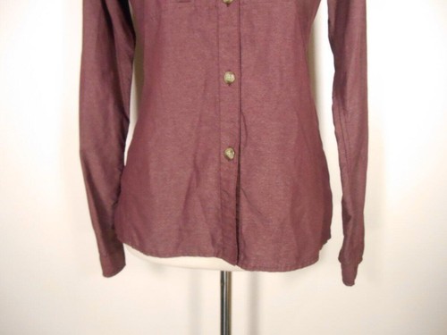 Vented Beautiful Women's Small Exofficio Dark Plum Long Sleeve Button Blouse - Picture 3 of 5