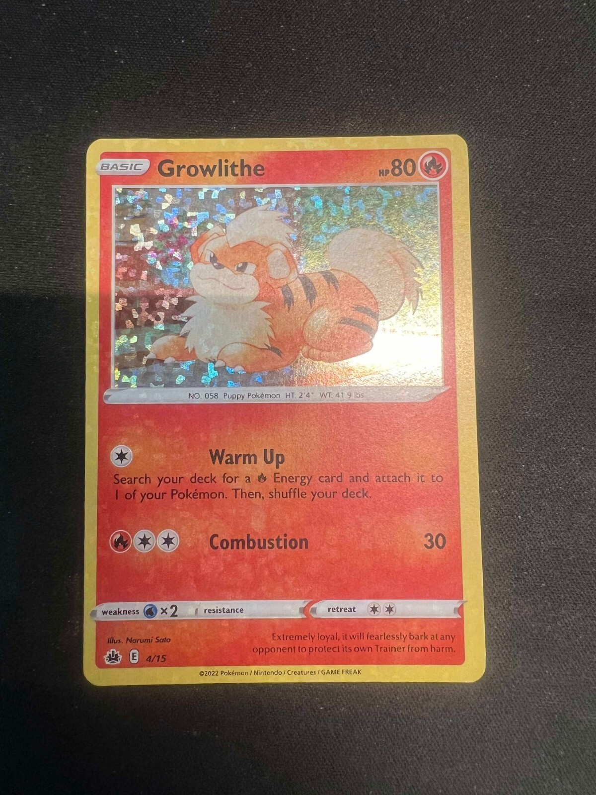 Growlithe 4/15 McDonalds Promo Light Play Pokemon Trading Card Game