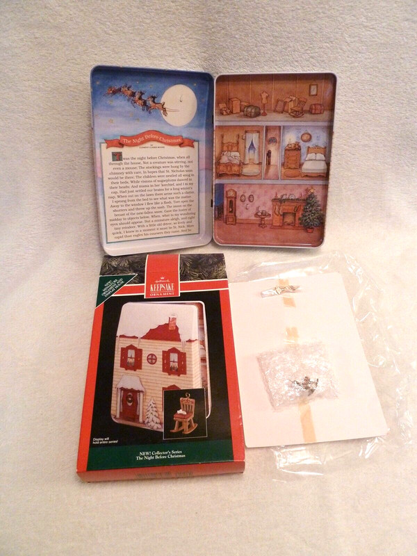 Hallmark 1992 The Night Before Christmas Tin Display and Ornament; Never used