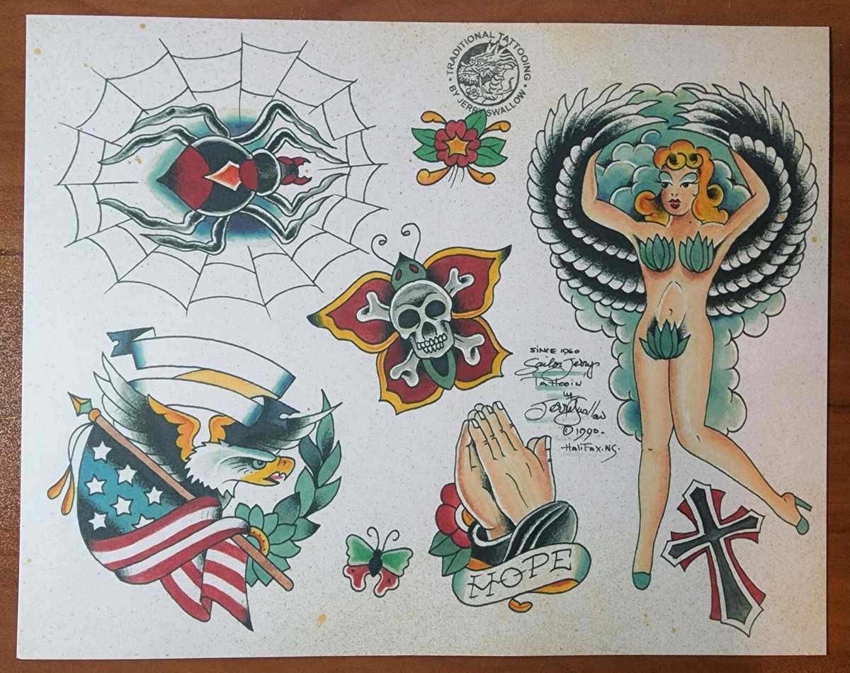 Sailor Jerry Swallow Traditional Vintage Style Tattoo Flash