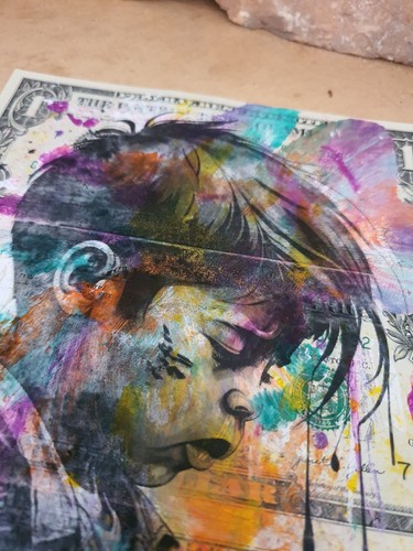 Wolfi Waeger Money Art Real Dollars 1/1 -*Hidden Tears* SEE VIDEO A27 - Picture 4 of 9