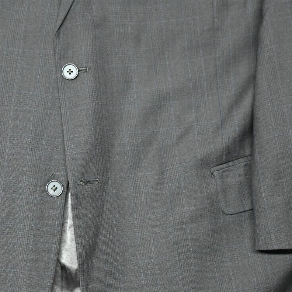 Kenneth Cole 52L 44x29 Marrón Glenn Cuadros Lana Hombres Abrigo Chaqueta Pantalones Traje Foto 3 de 4