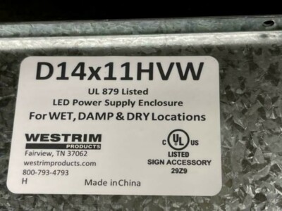 One WESTRIM LED Power Supply Enclosure D14x11HVW UL879 Listed  New